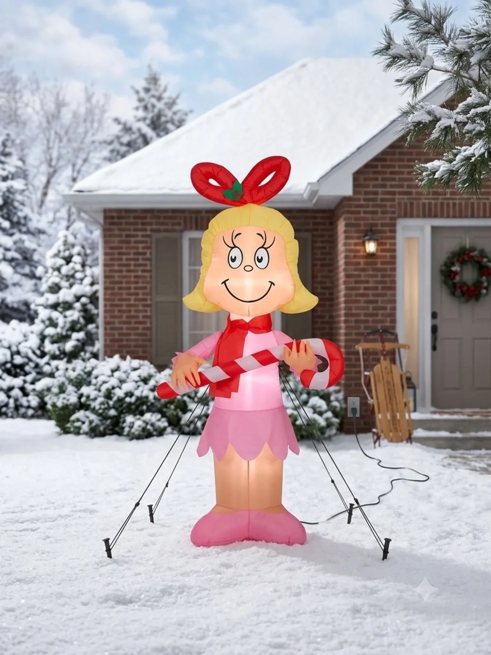 Gemmy Cindy Lou Who Christmas Airblown Inflatable 4 FT‎ Dr Seuss Holiday Yard